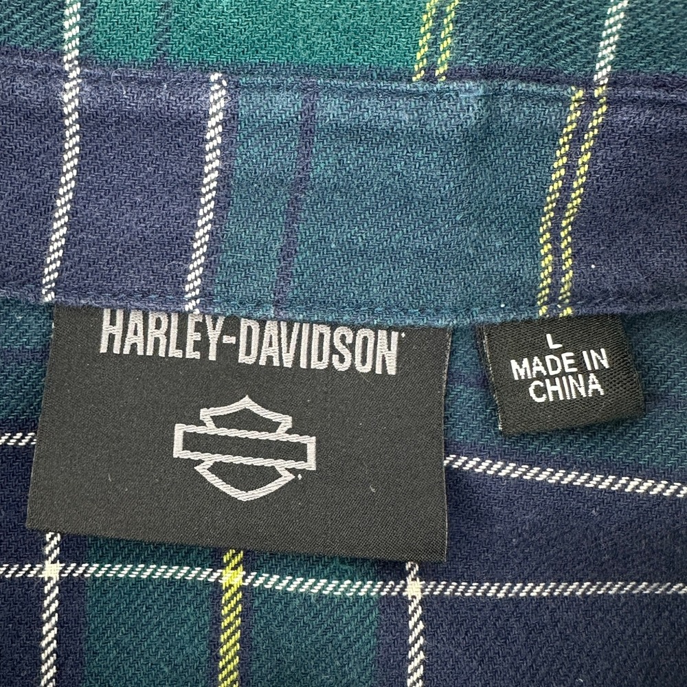 Harley Davidson Men LG Plaid Flannel Short Sleeve Button Up Shirt Motorcycle - Picture 6 of 11